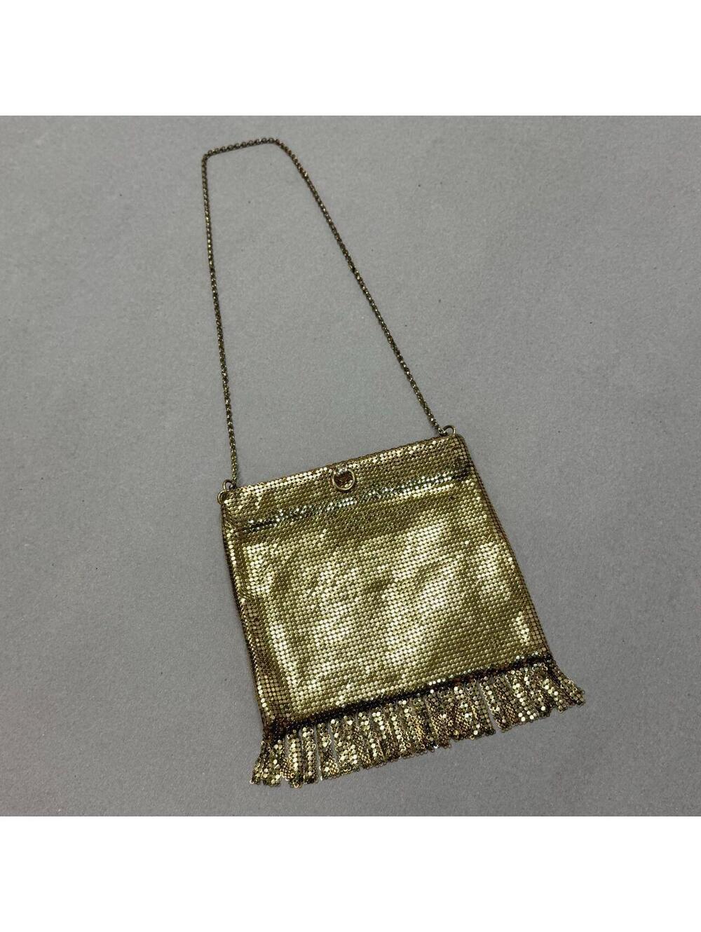 Vintage 1960s/1970s Gold Metal Mesh Fringe Evening Crossbody Bag